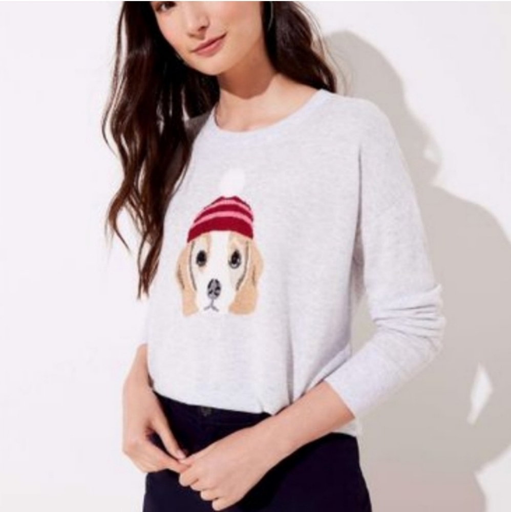🆕️ LOFT Beagle Puppy with Red Hat Sweater. NWT